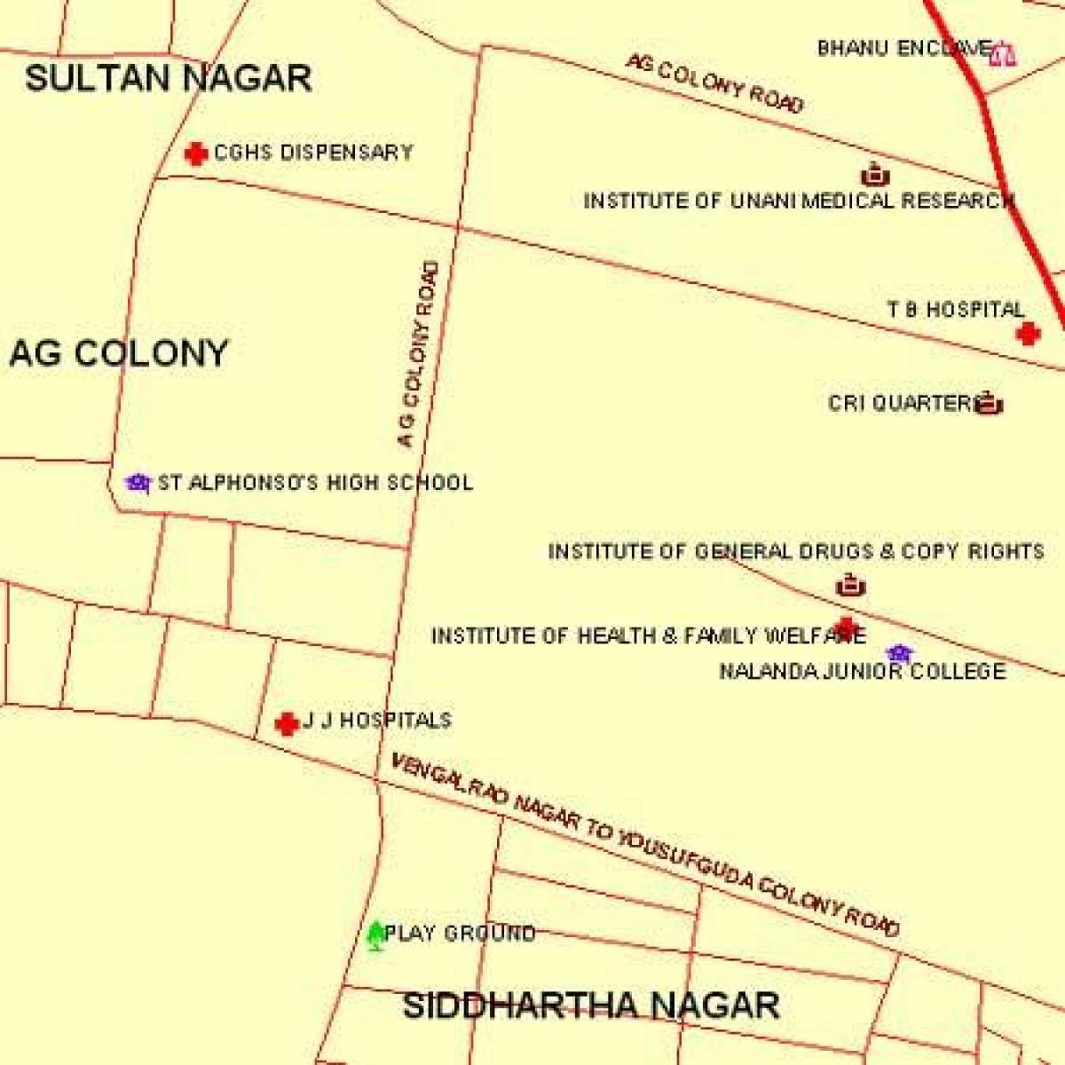 JJ بیمارستان بمبئی نقشه