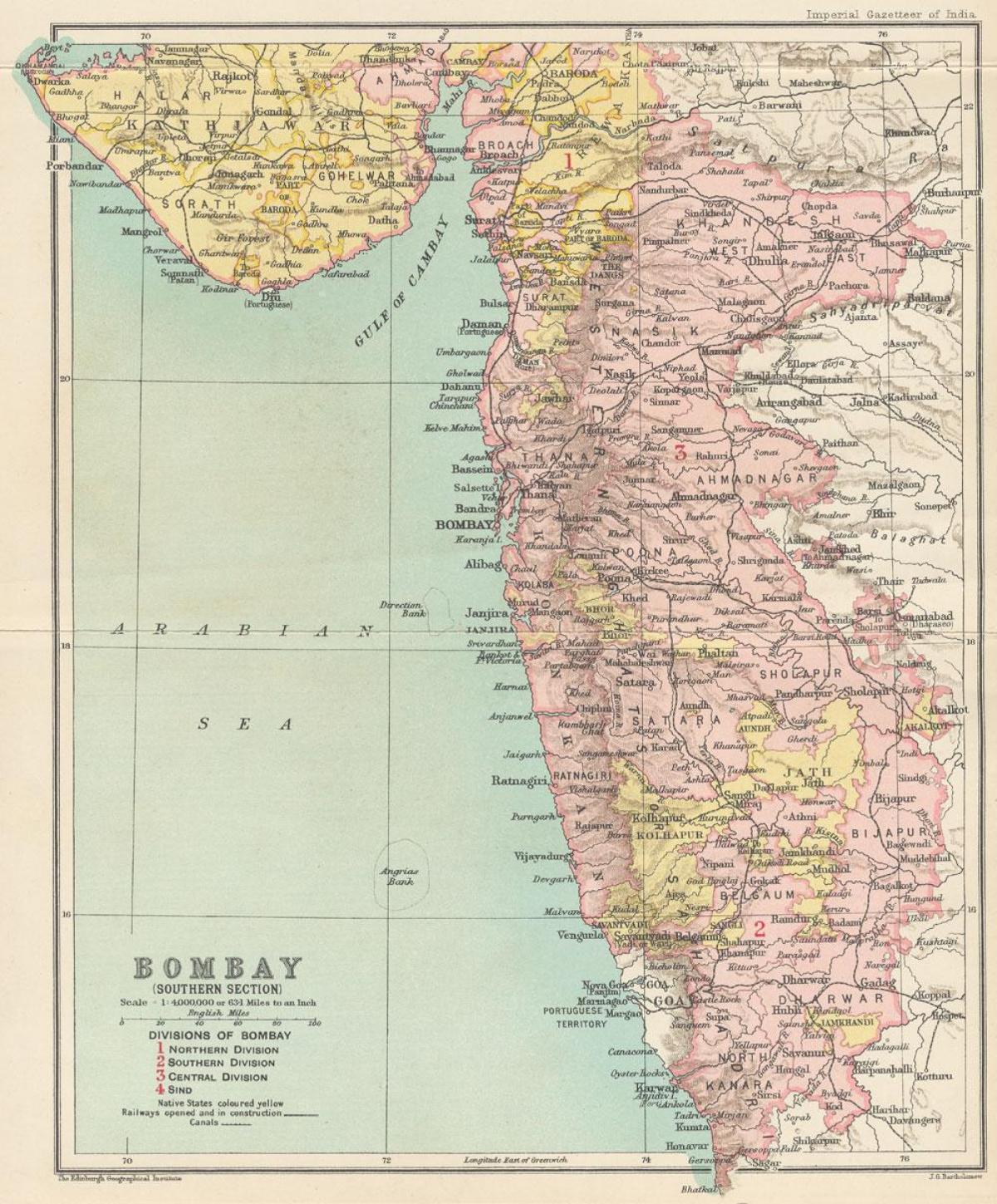 نقشه از بمبئی ریاست جمهوری