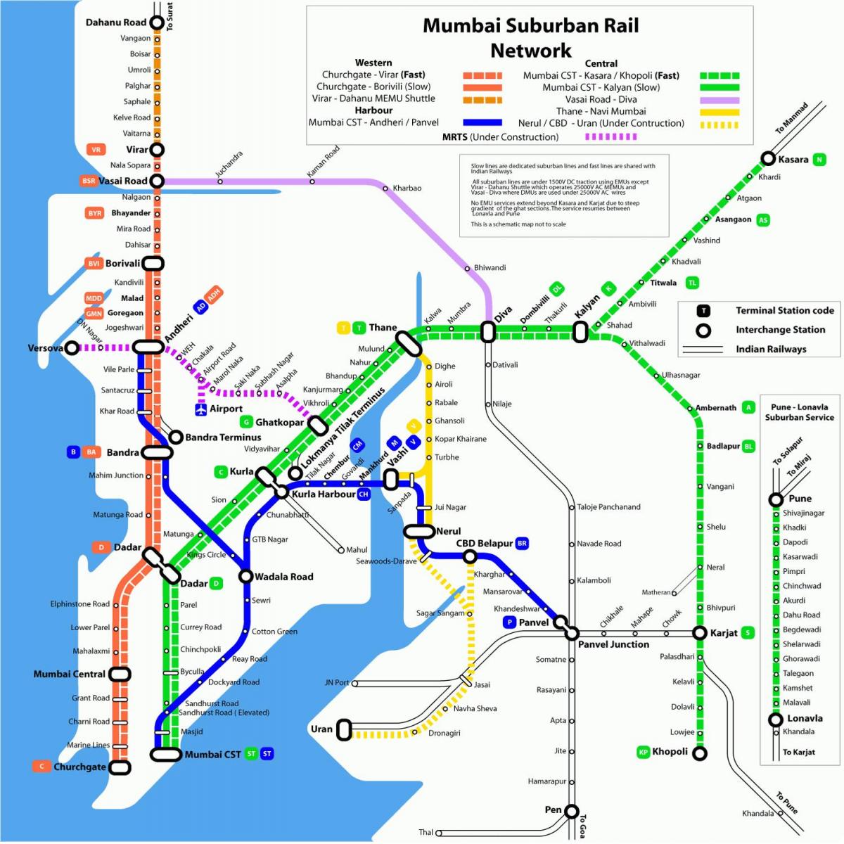 نقشه بمبئی قطار محلی