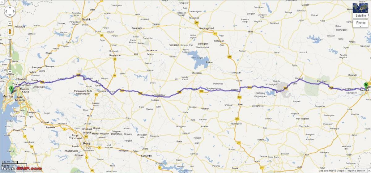 بمبئی ناگپور بزرگراه نقشه مسیر