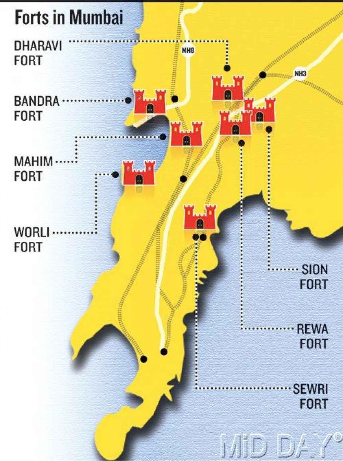 بمبئی فورت نقشه منطقه