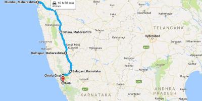 بمبئی به گوا نقشه راه